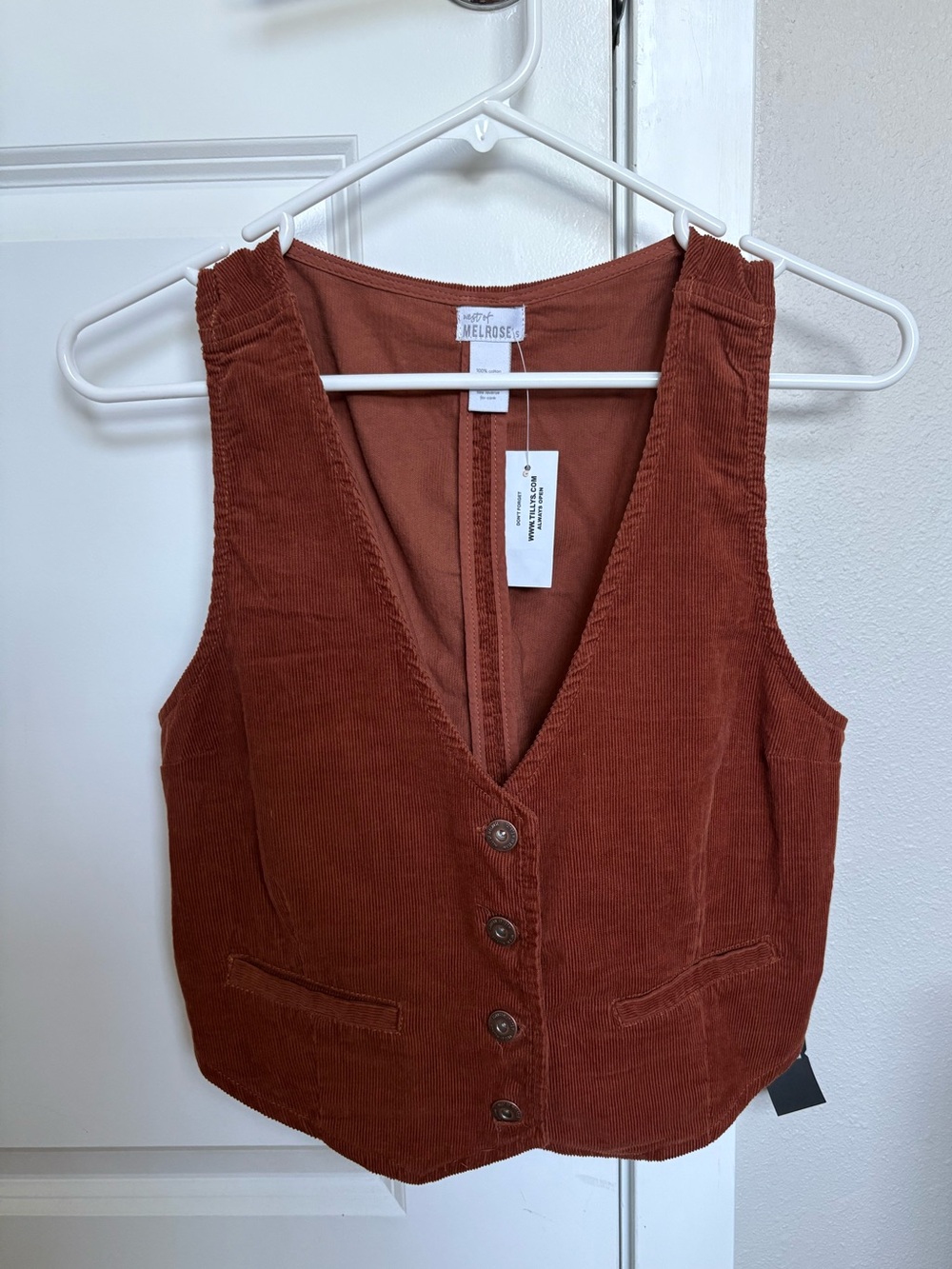 Tilly's Rust-Brown Corduroy Vest